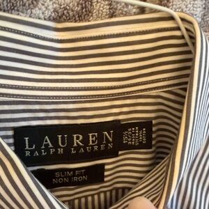 Lauren Ralph Lauren Men's Striped Dress Shirt - Black and White